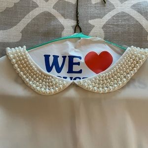 Ann Taylor LOFT pearl Peter Pan collar blouse